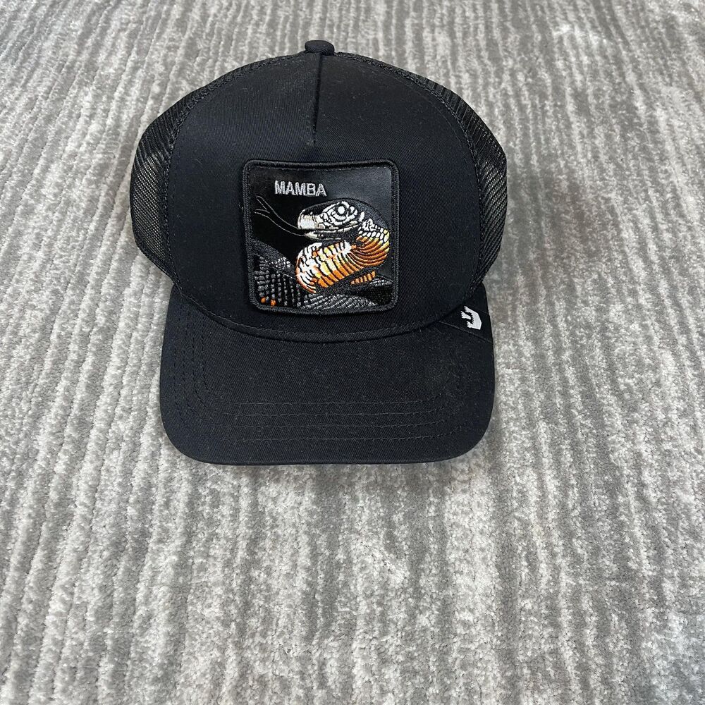 Goorin Bros Hat Cap Snap Back Black Trucker Patch Mamba Snake Mens Animal Farm
